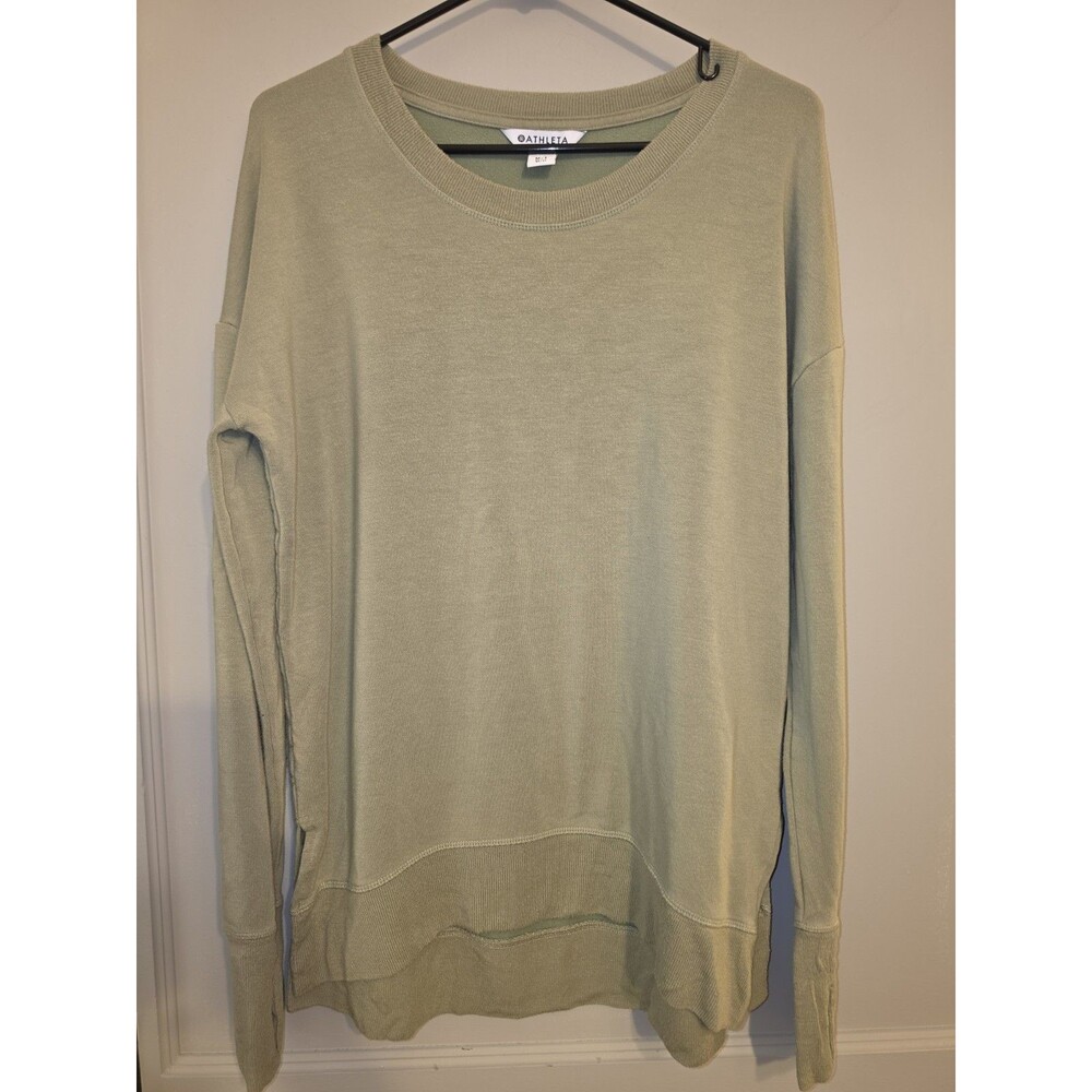 Athleta Coaster Luxe Sweatshirt sage green Super Soft Thumbhole Pullover Medium